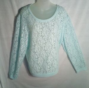 CATO MINT GREEN SHEER LACE TOP SIZE 26/28W